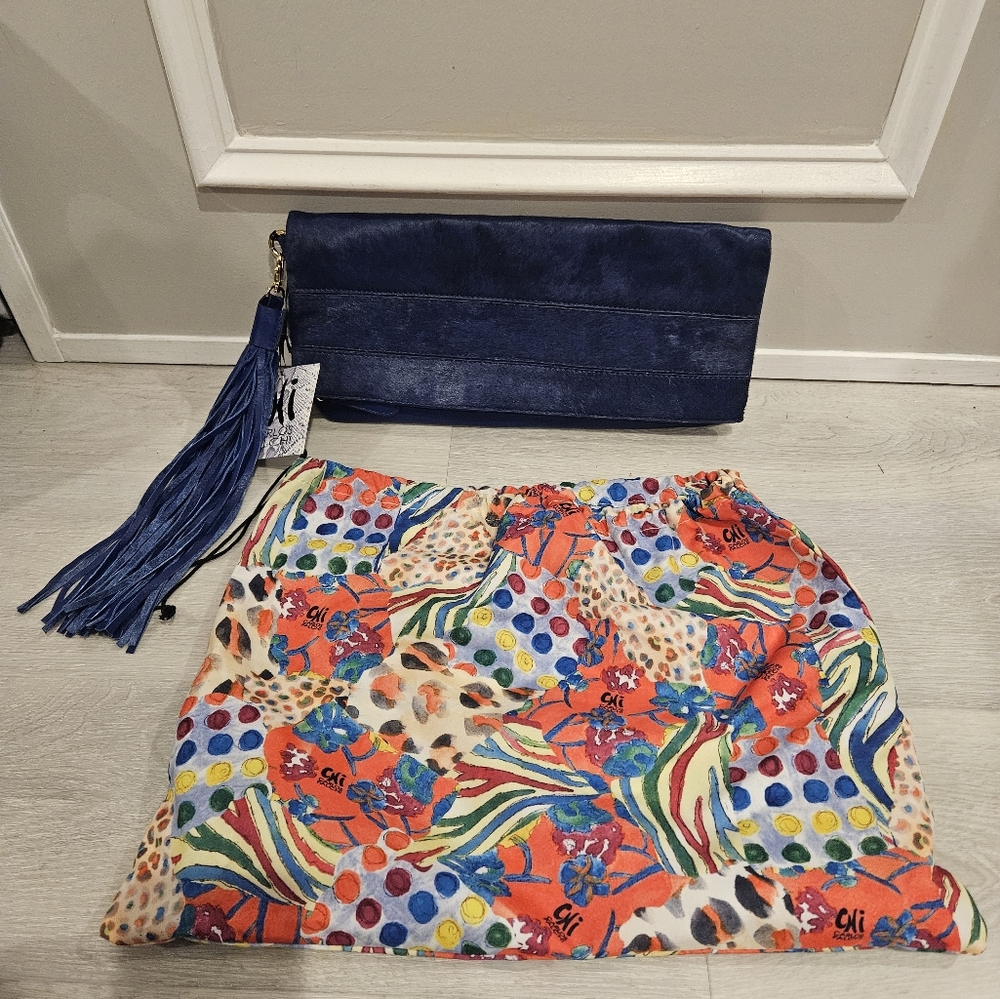 Carlos Falchi foldover handbag blue